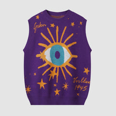 Chaleco tipo suéter jacquard con ojos de dibujos animados