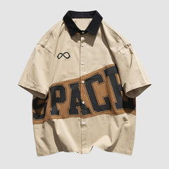 Kontrast-Patchwork-Hemd