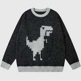 Suéter bordado con dinosaurio de dibujos animados