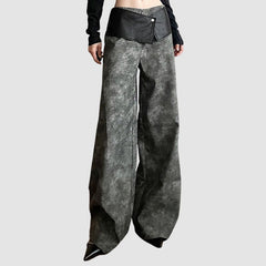 Pantalones anchos de gamuza con diseño de patrón Sfumato