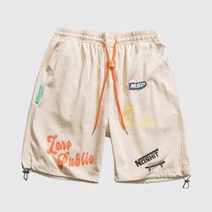 Grafische beige Sommershorts