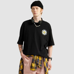 Camiseta texturizada con estampado de girasoles