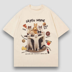 Camiseta con estampado de gato parodia creativa