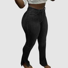 Schmale Jeans mit Seitenschlitz und hoher Elastizität