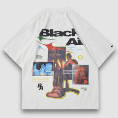 Camiseta desgastada lavada de hip hop
