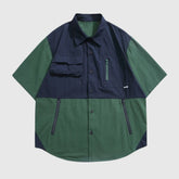 Colorblock-Hemden mit mehreren Taschen