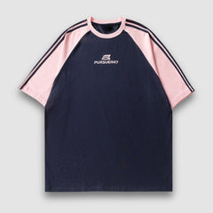 Camiseta raglán con rayas en contraste