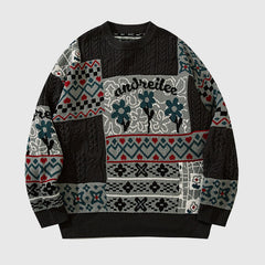 Jersey de punto con costura de patrón de flores