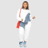 Denim Patchwork Hoodies & Hosen Set