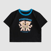 Top corto con estampado de oso de dibujos animados