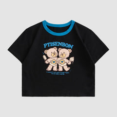 Top corto con estampado de oso de dibujos animados