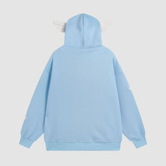 Kapuzenpullover mit Engelsflügel Dekor