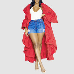 Einfarbiger Trenchcoat mit Rüschen