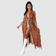 Lange Strickjacken mit Hohlquaste