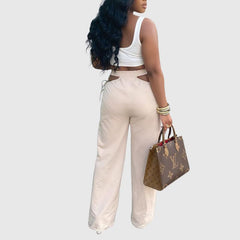 Pantalones con cortes sólidos