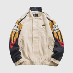 Chaqueta de cuello alto con bloques de color y corte relajado