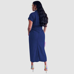 Vestido vaquero de tirantes plisado y elástico alto