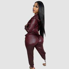 Conjunto de chaqueta y pantalón de PU