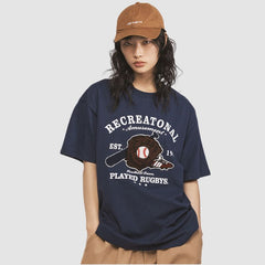 T-Shirt mit Handtuch-Stickerei und Baseball-Muster