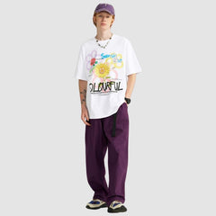 Camiseta con estampado de girasol y grafiti