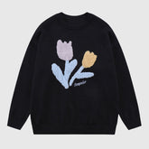 Flower Pattern Embroidered Pullover