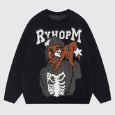 Suéter de punto estampado con patrón de dibujos animados