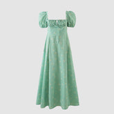 Kleid mit Blumenmuster und Schlitz und quadratischem Ausschnitt