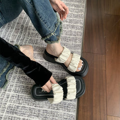Sandalias de plataforma elevada con diseño de doble tira