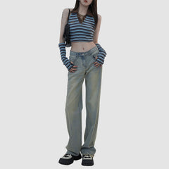 Camiseta sin mangas a rayas con solapa