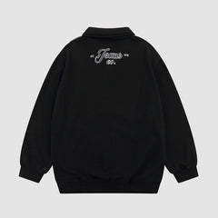 Sudadera con cuello y bloques de color con letras bordadas