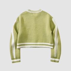 Letter Pattern Jacquard Knit Cropped Jacket