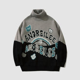 Rollkragenpullover mit Regenbogen- und Bärenmuster