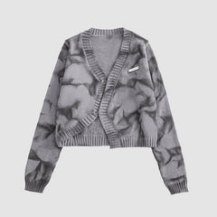 Kurzer Cardigan mit Batikmuster und unregelmäßigem Saum