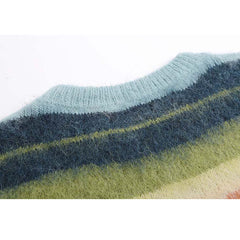 Farbig gestreifter Flauschpullover