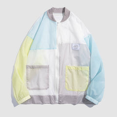 Chaqueta QD a prueba de sol con parches de colores en contraste