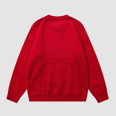 Flauschiger Pullover mit schüchternem Hundemuster