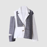 Blazer con recortes y estampado de cuadros escoceses