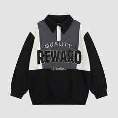 Sudadera con cuello y bloques de color con letras bordadas