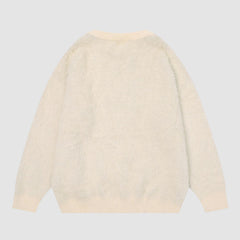 Pullover mit flauschigem Kaninchenmuster