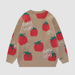 Pullover mit Cartoon-Tomatenmuster