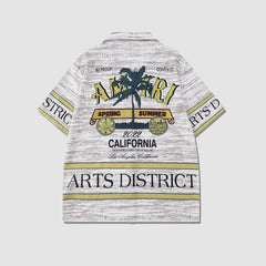 Conjunto de dos piezas de camisa con estampado vintage y pantalones cortos de playa