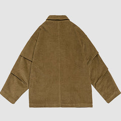 Blazer de pana con mangas fruncidas