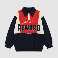 Sudadera con cuello y bloques de color con letras bordadas