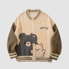 Strickjacke mit Bärenmuster und Farbblock