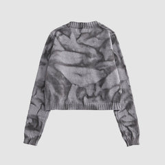 Kurzer Cardigan mit Batikmuster und unregelmäßigem Saum