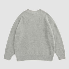 Suéter peludo con estampado de zanahoria y conejo