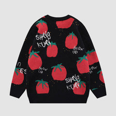 Pullover mit Cartoon-Tomatenmuster