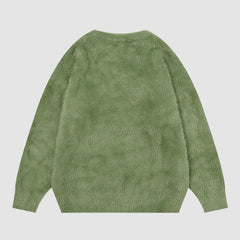 Pullover mit flauschigem Kaninchenmuster