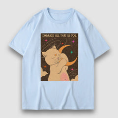 Embrace Moon T-Shirt mit Cartoon-Print
