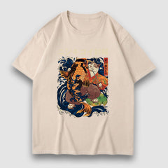 Goldfish & Cat Illustration Print Tee